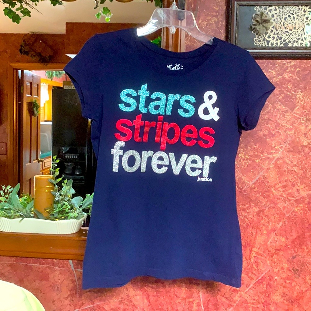 JUSTICE (**) RED~WHITE~BLUE TOP• GIRLS
